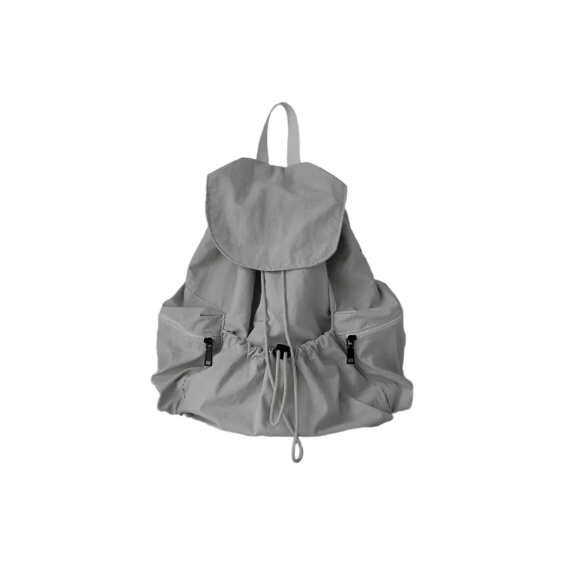 UNITE STAR Nylon Backpack Medium Size Unisex Black/Apricot/Gray-12