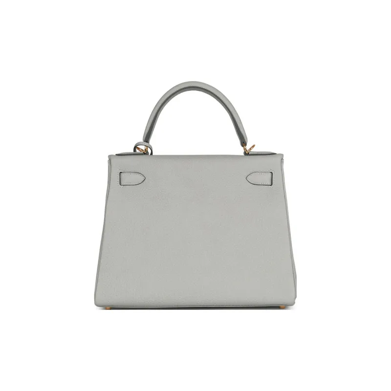 HERMES Kelly Togo Calfskin Kelly Bag Handbags Regular Women's 80 Gris Perle Pearl Gray-3