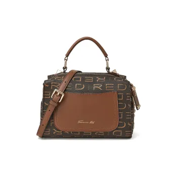 RED DRAGONFLY PVC Material Boston Bag, Crossbody Handbag Regular Women's Coffee