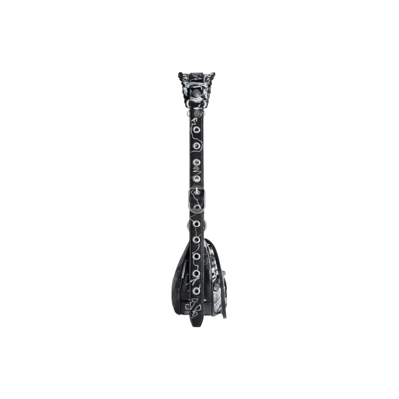 Balenciaga Le Cagole Shoulder Bag Xs Black/White Graffiti-2