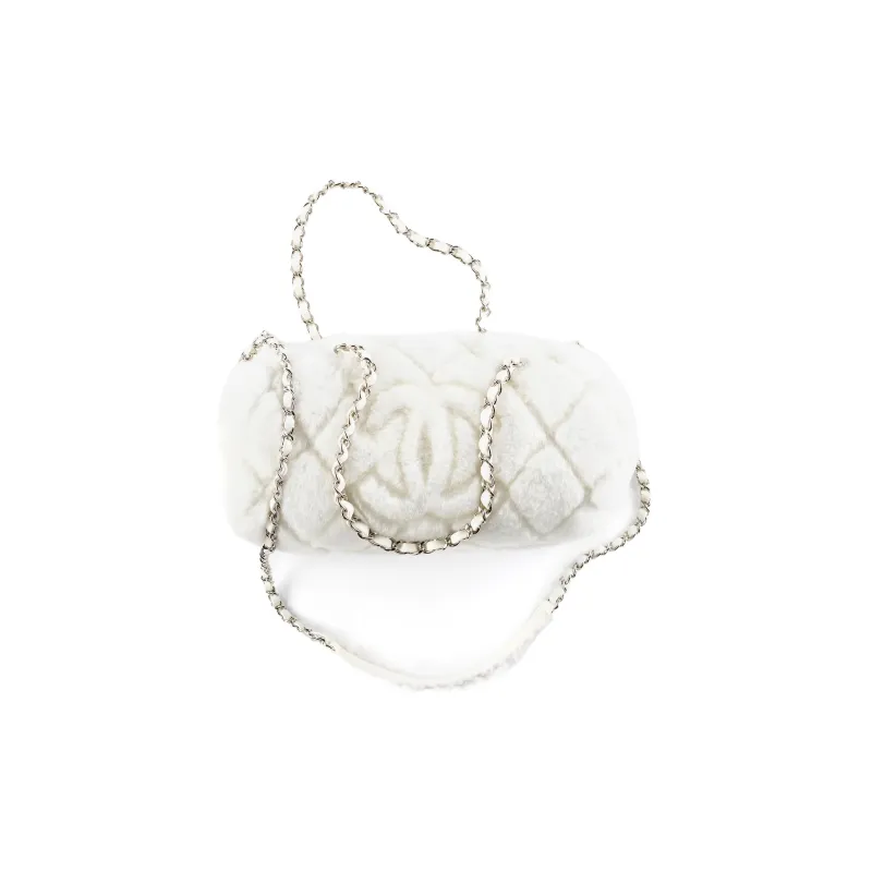 CHANEL Shearling Sheepskin Bowling Bag, Shoulder Bag, Crossbody Bag Trumpets Women's White-0