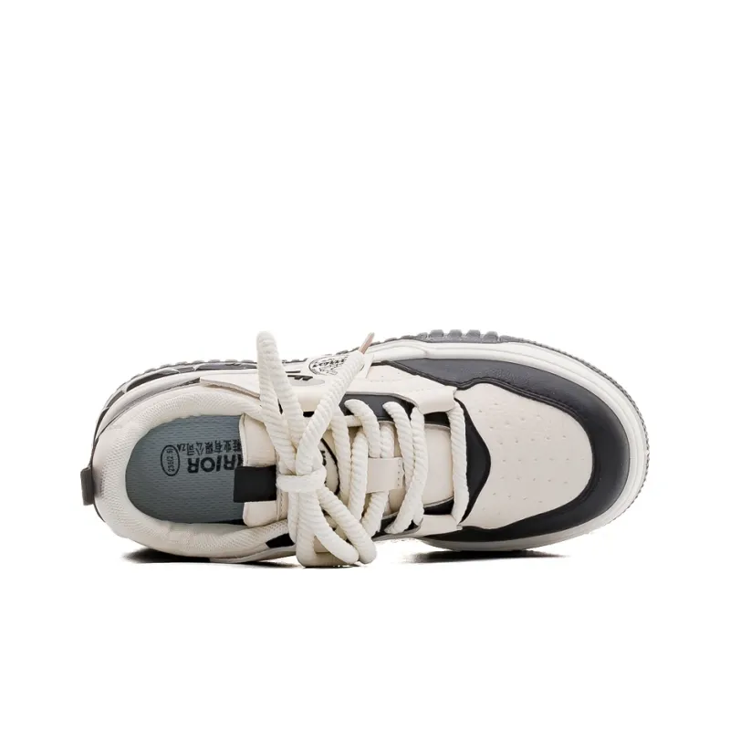 Warrior Warrior Wear Resistant Slip Resistant Low Top Skateboard Shoes Women's Beige Black-2