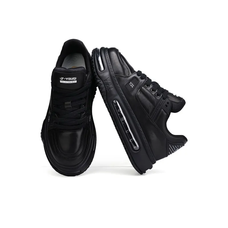 U7 Cushioning Anti-Slip And Wear-Resistant Height Increasing Mid-Top Casual Shoes Men's Black-1