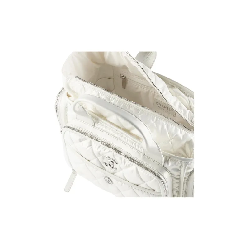 CHANEL Nylon Bowling Bag, Handbag, Shoulder Bag, Crossbody Bag Tubas Women's White-2