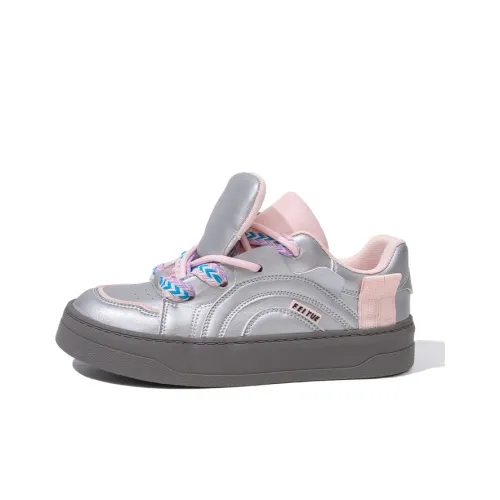 Feiyue Skateboard Shoes Women's Low-Top Silver Pink