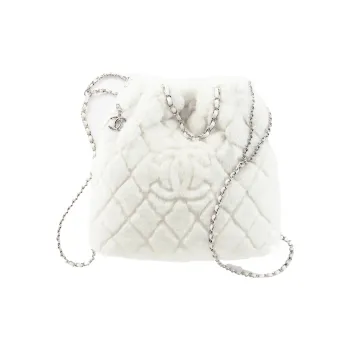 CHANEL Shearling Sheepskin Backpack Tubas Women's White