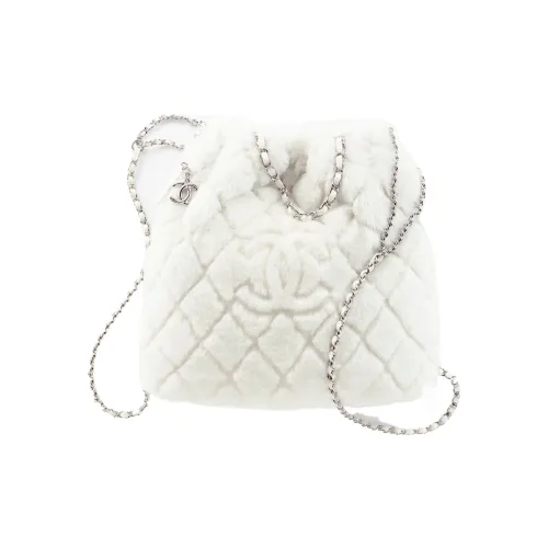CHANEL Shearling Sheepskin Backpack Large Size Women's White