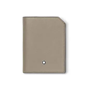 MONTBLANC Soft Leather Series Full-grain Calf Leather Wallet Mini Men's Earth Gray