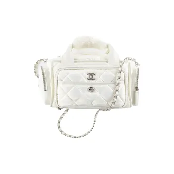 CHANEL Nylon Bowling Bag, Handbag, Shoulder Bag, Crossbody Bag Tubas Women's White