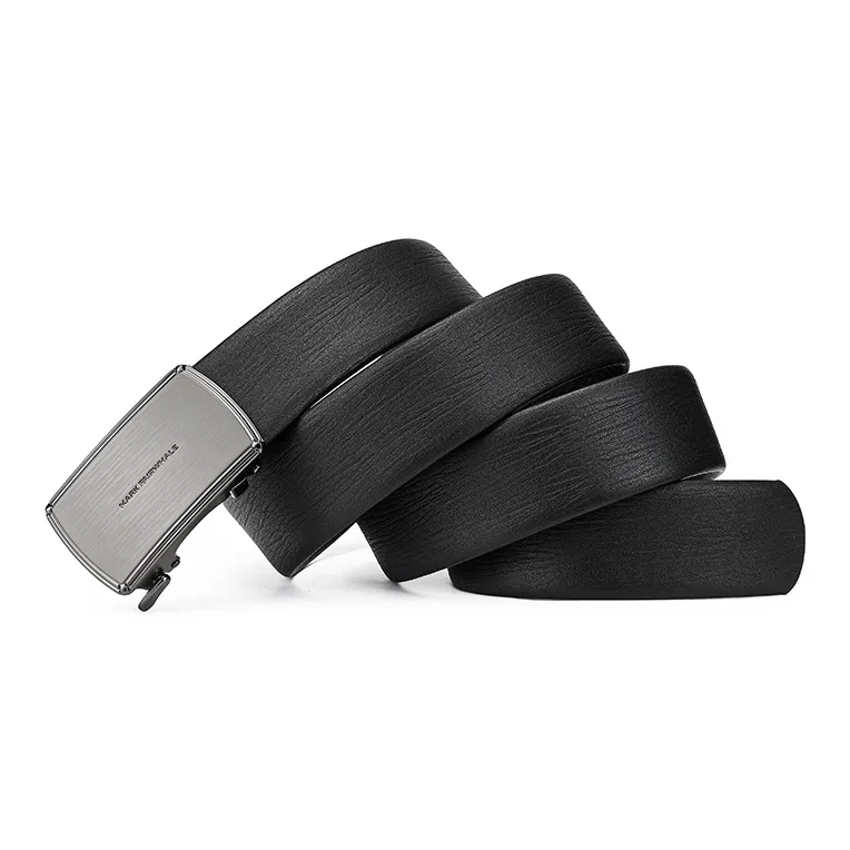 FAIRWHALE Matte Business Flat Engraving Automatic Buckle Top Grain Cow Leather Belts Men's Width 3.5CM-1