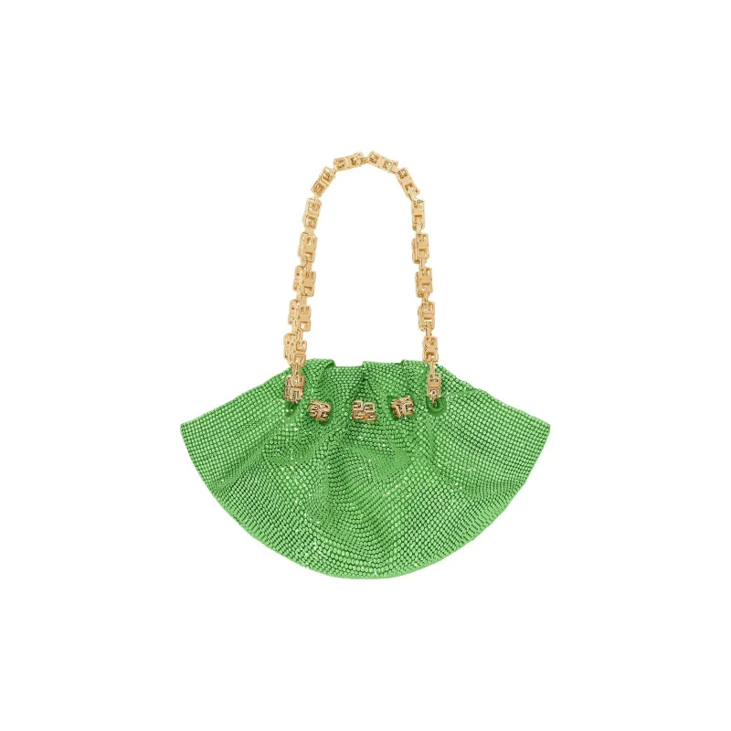 GIVENCHY Kenny All-over Rhinestone Velvet Fabric Shoulder Bag Crossbody Bag Handbag Mini Women's Bitter Plum Green-2