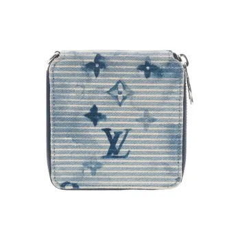 LOUIS VUITTON Compact Zipped Wallet Hickory Stripes Denim