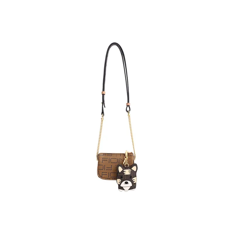 FION Artificial Leather Handbag Medium Size Women's Coffee & Tea Brown/White & Tea Brown-3