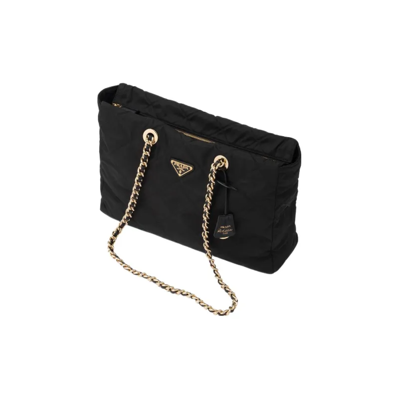 PRADA Re Edition Recycled Nylon Parachute Tote, Shopping Bag, Shoulder Bag Tubas Women's Black-1