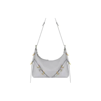 GIVENCHY Voyou Embossed Calfskin Portable Crossbody Bag Shoulder Bag Mini Women's Light Gray