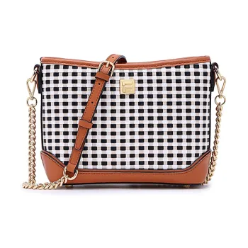 FION Cow Leather Hobo Bag, Travel Bag, Shoulder Bag, Crossbody Bag Medium Size Women's Beige & White