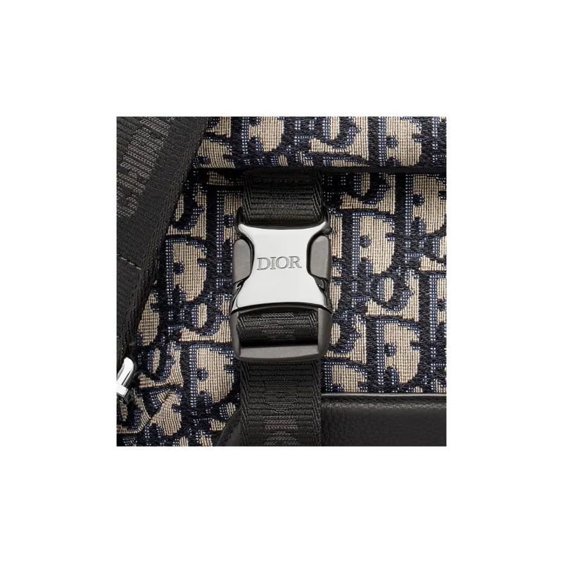DIOR Jacquard Fabric Messenger Bag, Crossbody Bag, Shoulder Bag Men's Beige/Black-5