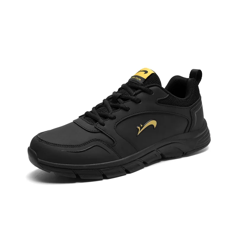 K bird Cushioned Slip Resistant Water Resistant Low Top Running Shoes Men's Black Gold-1
