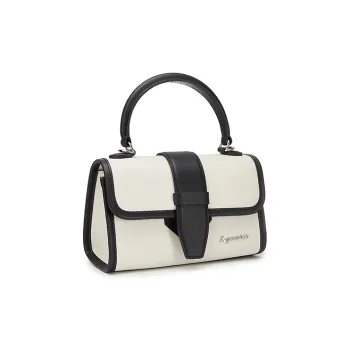 AQUASCUTUM Cow Leather Dual Purpose Bag, Handbag, Shoulder Bag, Crossbody Bag Medium Size Women's Black & White