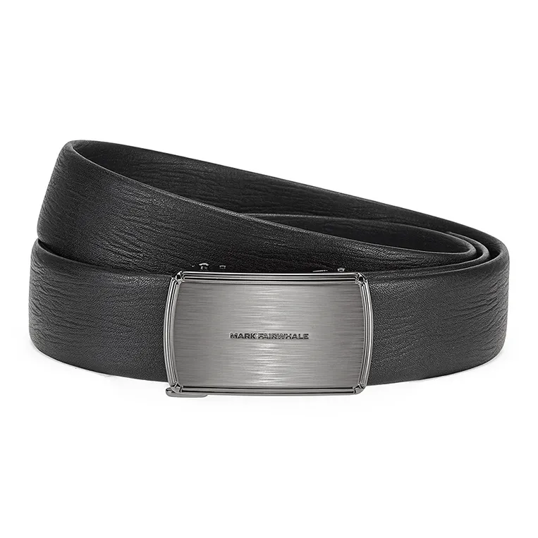 FAIRWHALE Matte Business Flat Engraving Automatic Buckle Top Grain Cow Leather Belts Men's Width 3.5CM-4