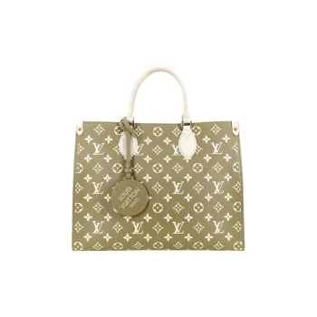 LOUIS VUITTON Onthego Mm Khaki Green/Beige/Cream