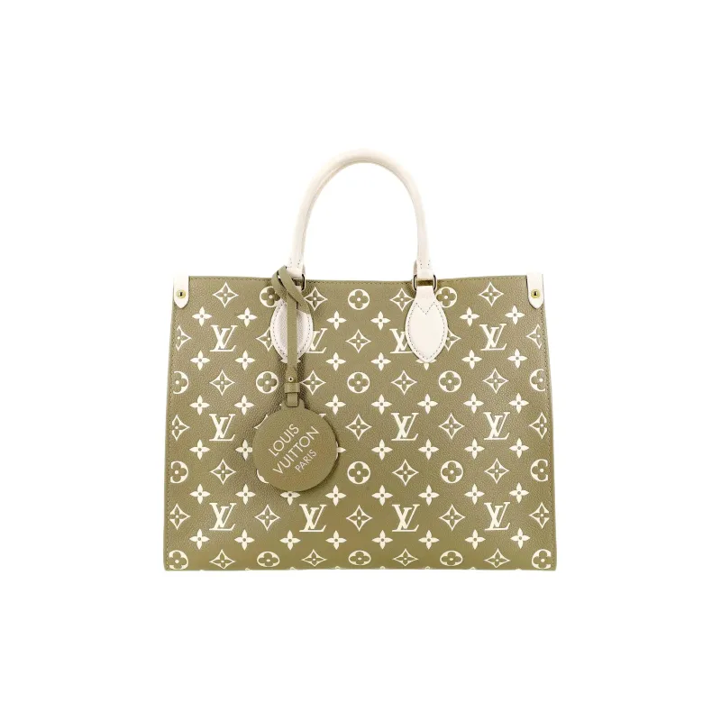 LOUIS VUITTON Onthego Mm Khaki Green/Beige/Cream-0
