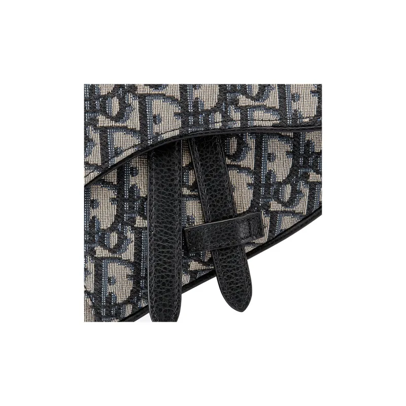 DIOR Leather Textile Saddle Bag Shoulder Bag Crossbody Bag Sling Bag Fanny Pack Mini Men's Blue-3