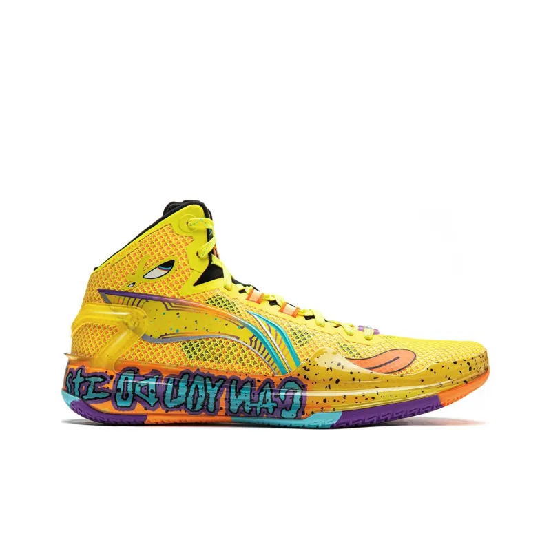 LiNing Liren 4 Cushioning Anti Slip And Wear Resistant Lightweight Rebound Mid Top Basketball Shoes Men's Purple Yellow-2