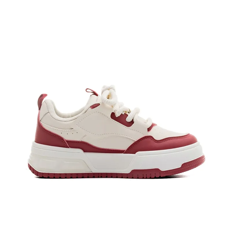 Warrior Warrior Wear Resistant Slip Resistant Low Top Skateboard Shoes Women's Beige Red-1