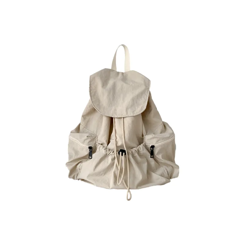 UNITE STAR Nylon Backpack Medium Size Unisex Black/Apricot/Gray-6