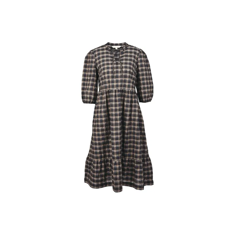 BARBOUR Short-Sleeved Dresses Women's Chocolate Plaid-1
