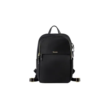 WOLFREALM Nylon Fabric Backpack Medium Size Unisex Black/Cashew/Tobacco Brown/Pearlescent Blue