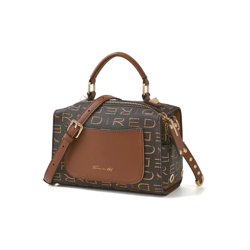RED DRAGONFLY PVC Material Boston Bag, Crossbody Handbag Regular Women's Coffee-1