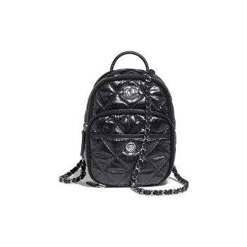 CHANEL Nylon Backpack Women's Black