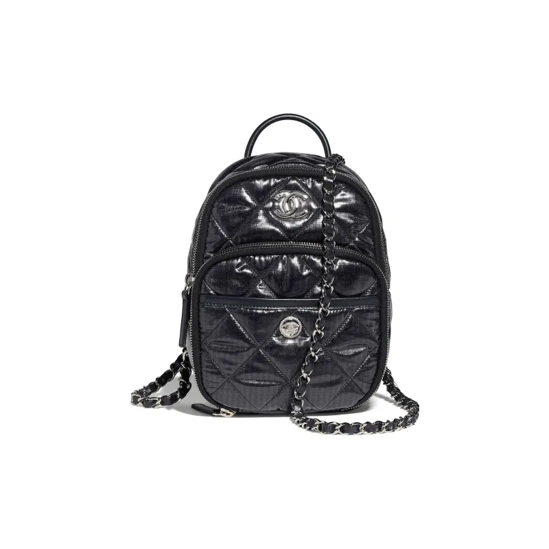 CHANEL Nylon Backpack Women's Black-0