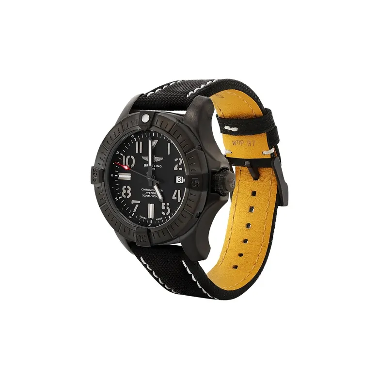BREITLING Avenger Automatic Mechanical Movement Men's Watches Watch 45mm Black Dial Titanium Watch Case Cowhide Strap-4