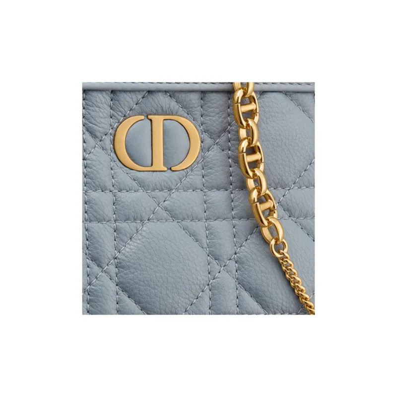 DIOR Caro Soft Cow Leather Shoulder Bag, Crossbody Bag, Clutch Regular Women's Powder Blue-4