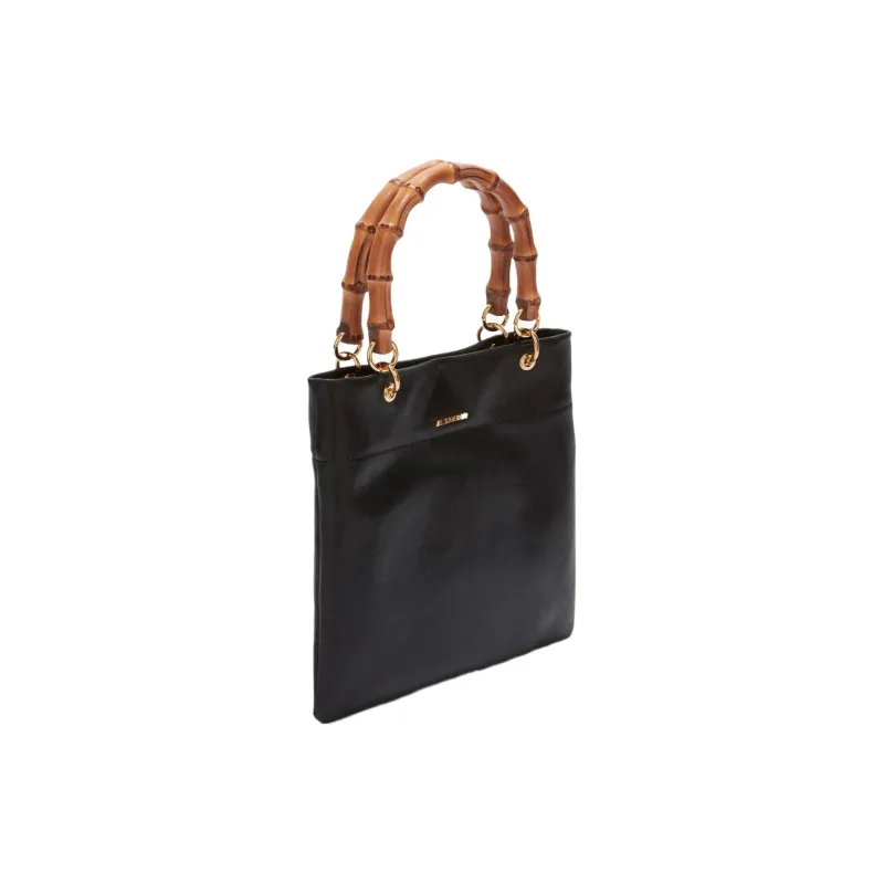 JIL SANDER Calfskin Tote Bag Shopping Bag Shoulder Bag Crossbody Bag Handbag Small Size Women's Black-1