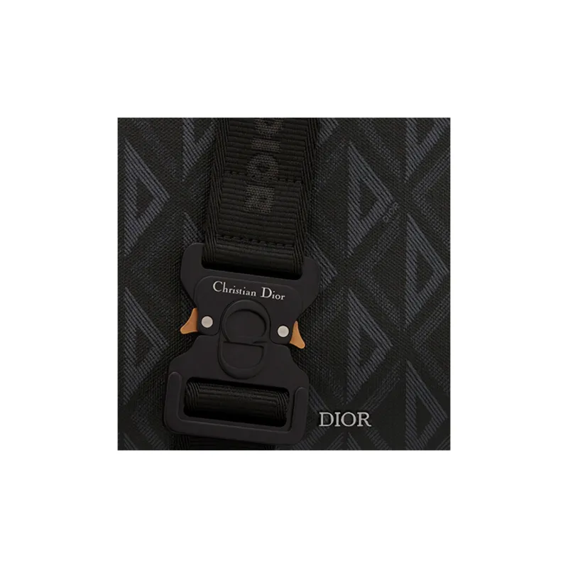 DIOR Smooth Cow Leather Messenger Bag Handbag Shoulder Bag Crossbody Bag Small Size Men's Black-4