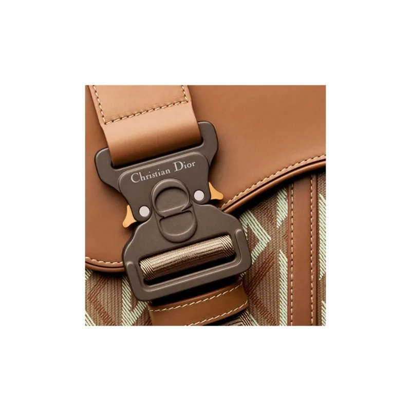 DIOR Saddle Grained Cow Leather With Canvas Saddle Bag Fanny Pack Sling Bag Shoulder Bag Crossbody Bag Men's Coffee-7