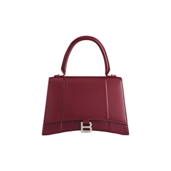 Balenciaga Hourglass Cow Leather Hourglass Bag Shoulder Bag Crossbody Bag Handbag Medium Size Unisex Burgundy