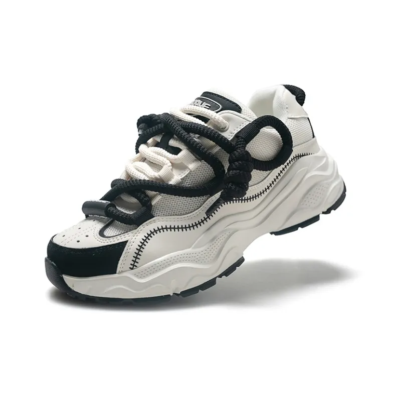 Ancient Finches Stars Collection Low Top Chunky Sneakers Unisex Beige Black-4