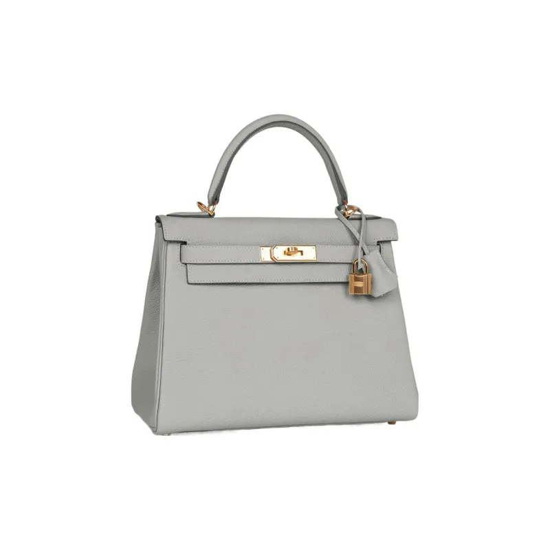 HERMES Kelly Togo Calfskin Kelly Bag Handbags Regular Women's 80 Gris Perle Pearl Gray-1