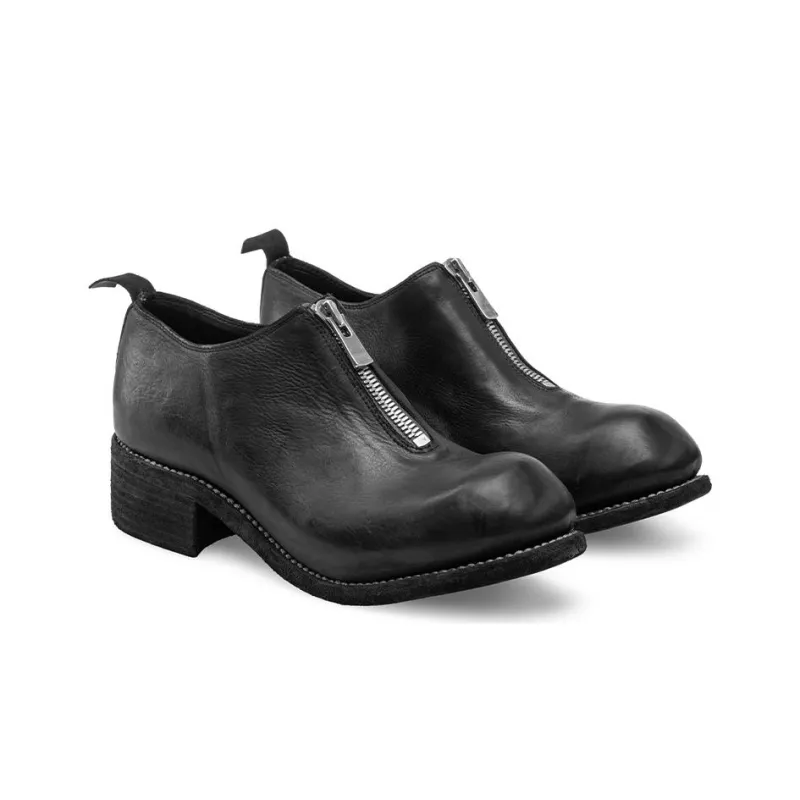 GUIDI Zip-front Block-heel Shoes-1