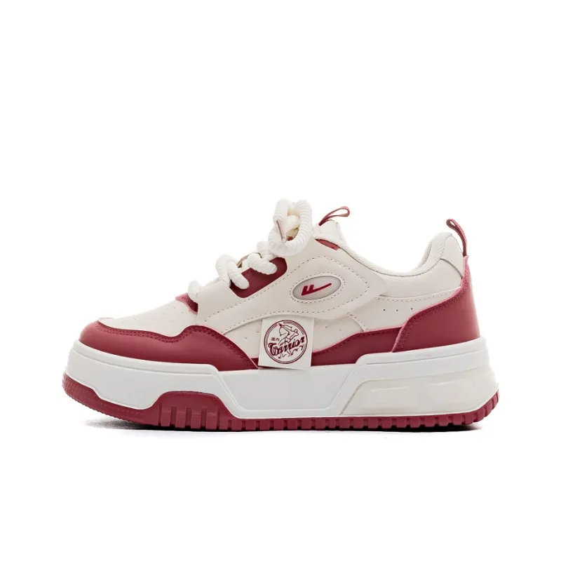 Warrior Warrior Wear Resistant Slip Resistant Low Top Skateboard Shoes Women's Beige Red-0