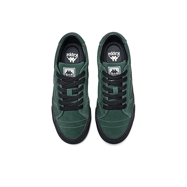 Kappa Anti Slip Wear Resistant Low Top Skateboard Shoes Unisex Black Green-3