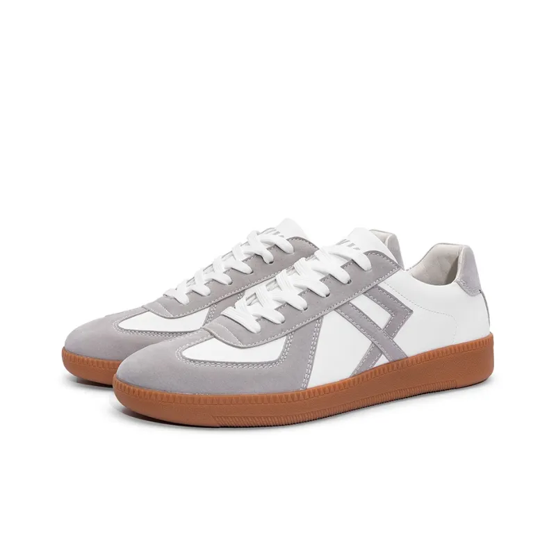 JWVR German Army Trainers Low Top Skateboard Shoes Unisex White Gray-3