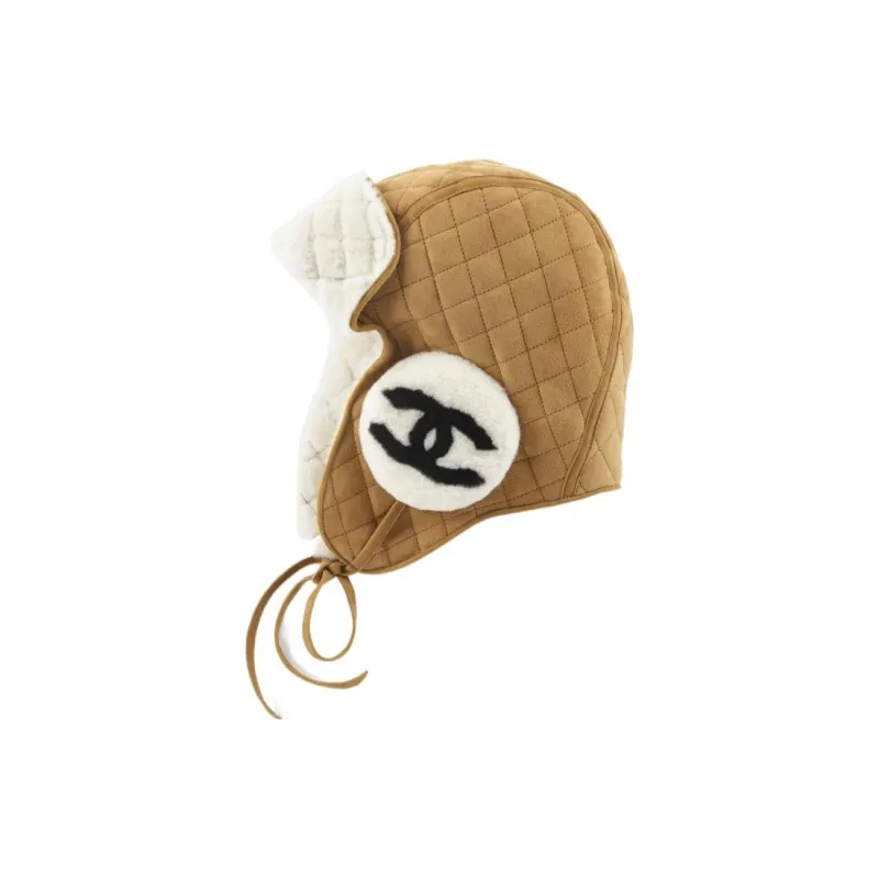 CHANEL Lambskin Trapper Hats Women's Brown-0