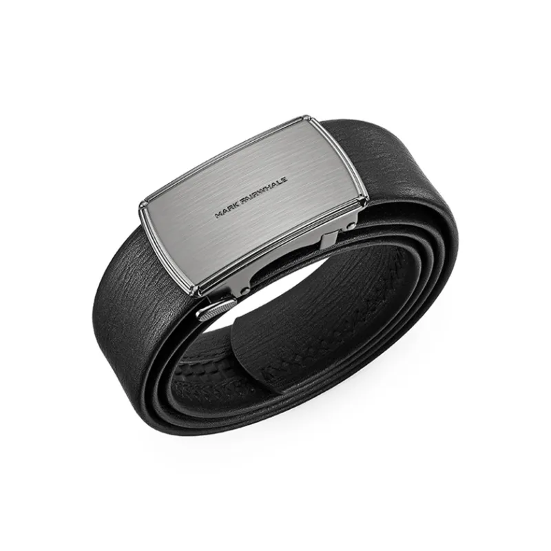 FAIRWHALE Matte Business Flat Engraving Automatic Buckle Top Grain Cow Leather Belts Men's Width 3.5CM-2