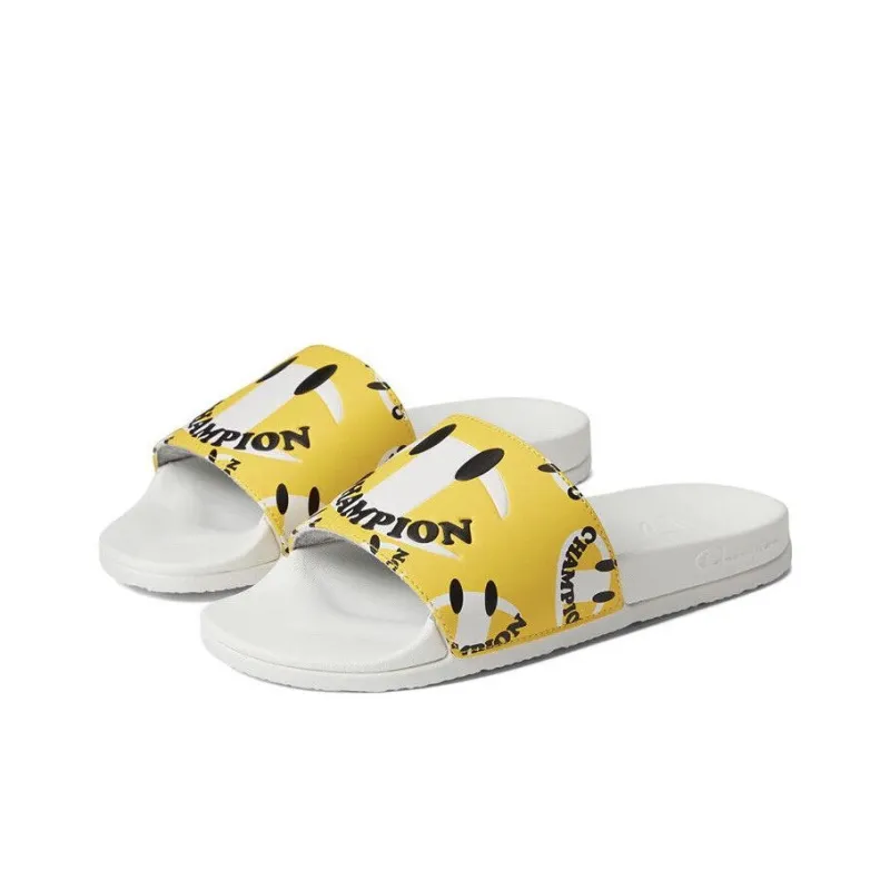 Champion Slide Slippers Women's Yellow White-2